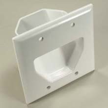 2-Gang Recessed Low Voltage Cable Plate White